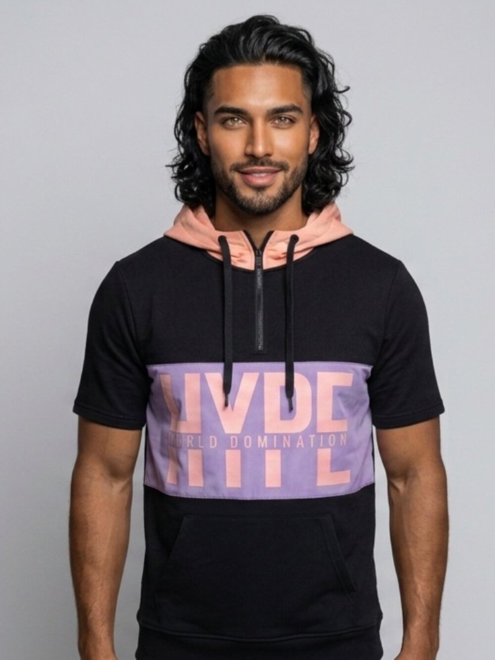 "World Domination" Short Sleeve Quarter-Zip Hoodie - Picture 3 of 5